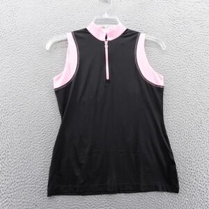 EP New York Womens Sleeveless Golf Polo Shirt Small Black‎ Pink UV 30+ NWT